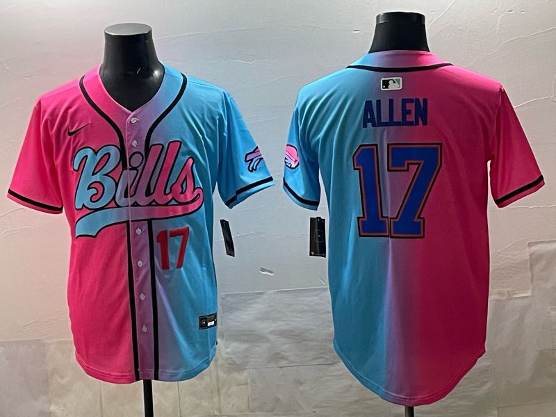 Men Buffalo Bills 17 Allen Blue pink Nike Limited 2025 NFL Jersey style 002